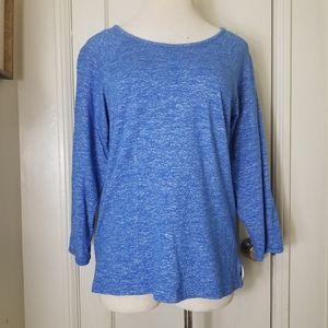 J CREW cotton knit 3/4 sleeve heather blue top